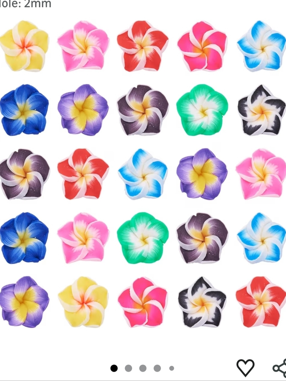 400-piece bag of 12mm Multicolor Floral Polymer Clay Craft Flower Embellishments